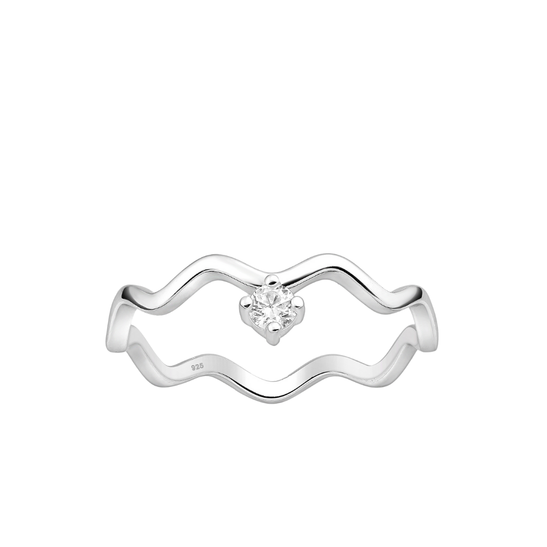 Solitaire Waves Ring