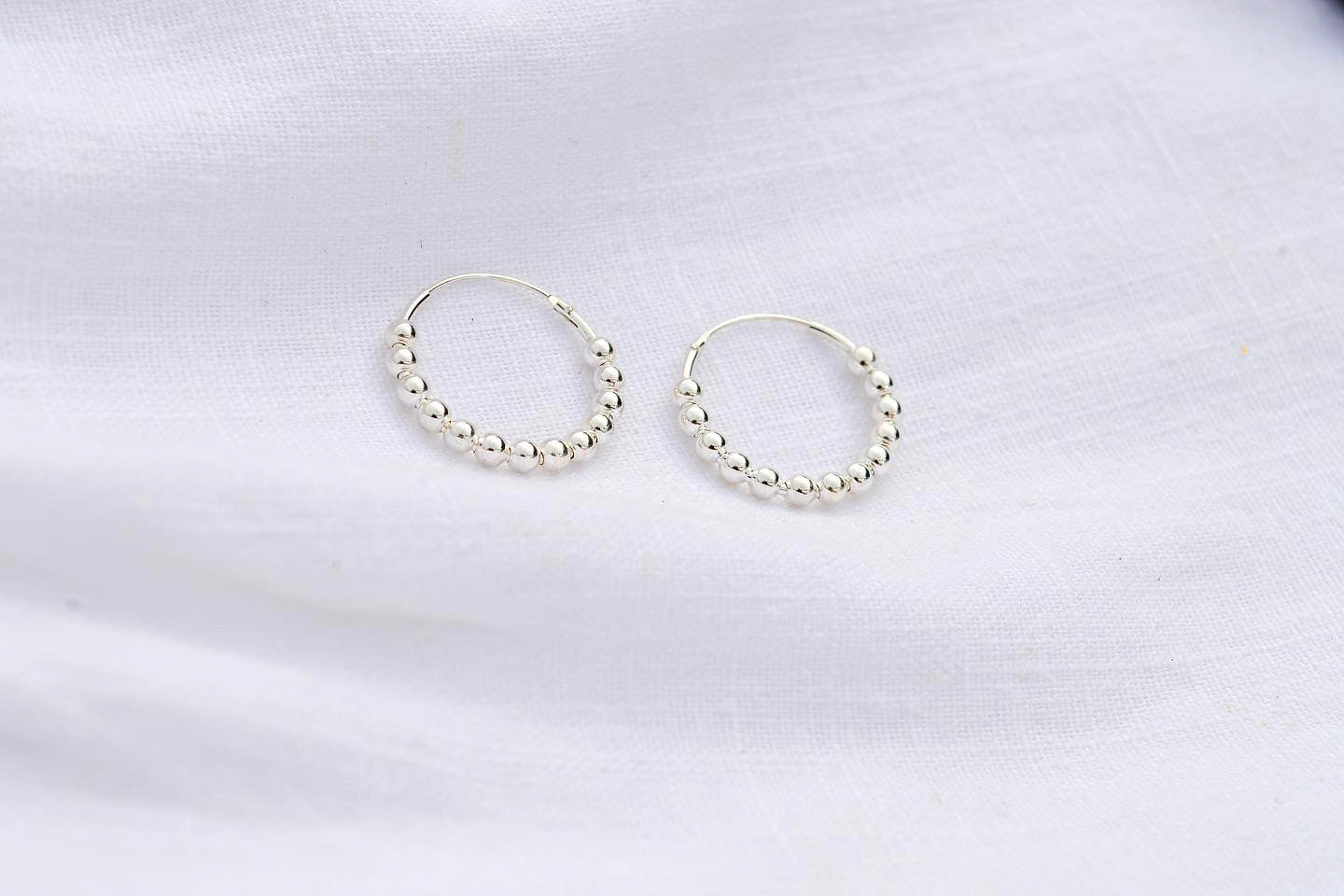 Medium Beaded Hoops