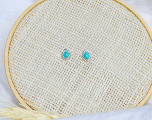 Light Blue Turquoise Drop Stud Earrings