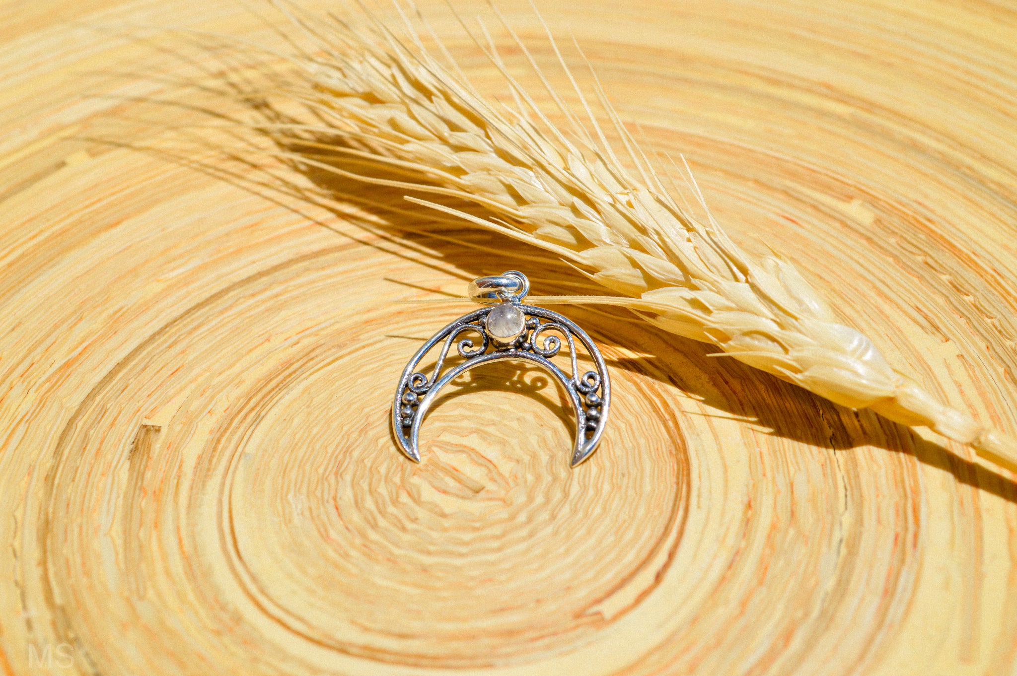 Crescent Moonstone Pendant