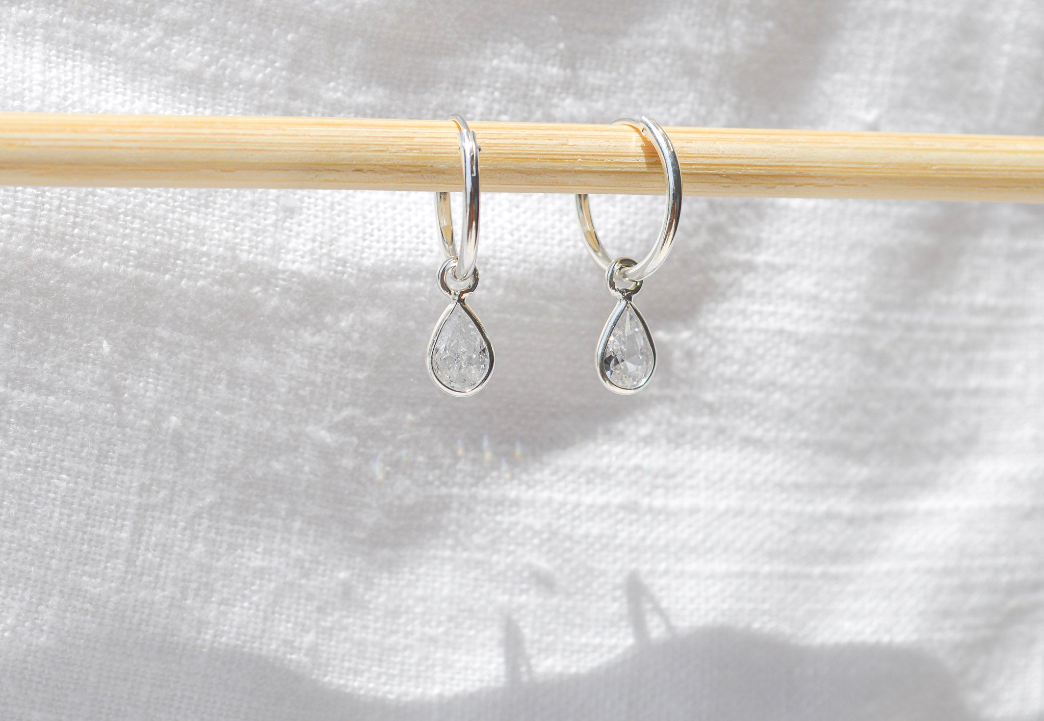 Sparkle Drop Hoop Earrings