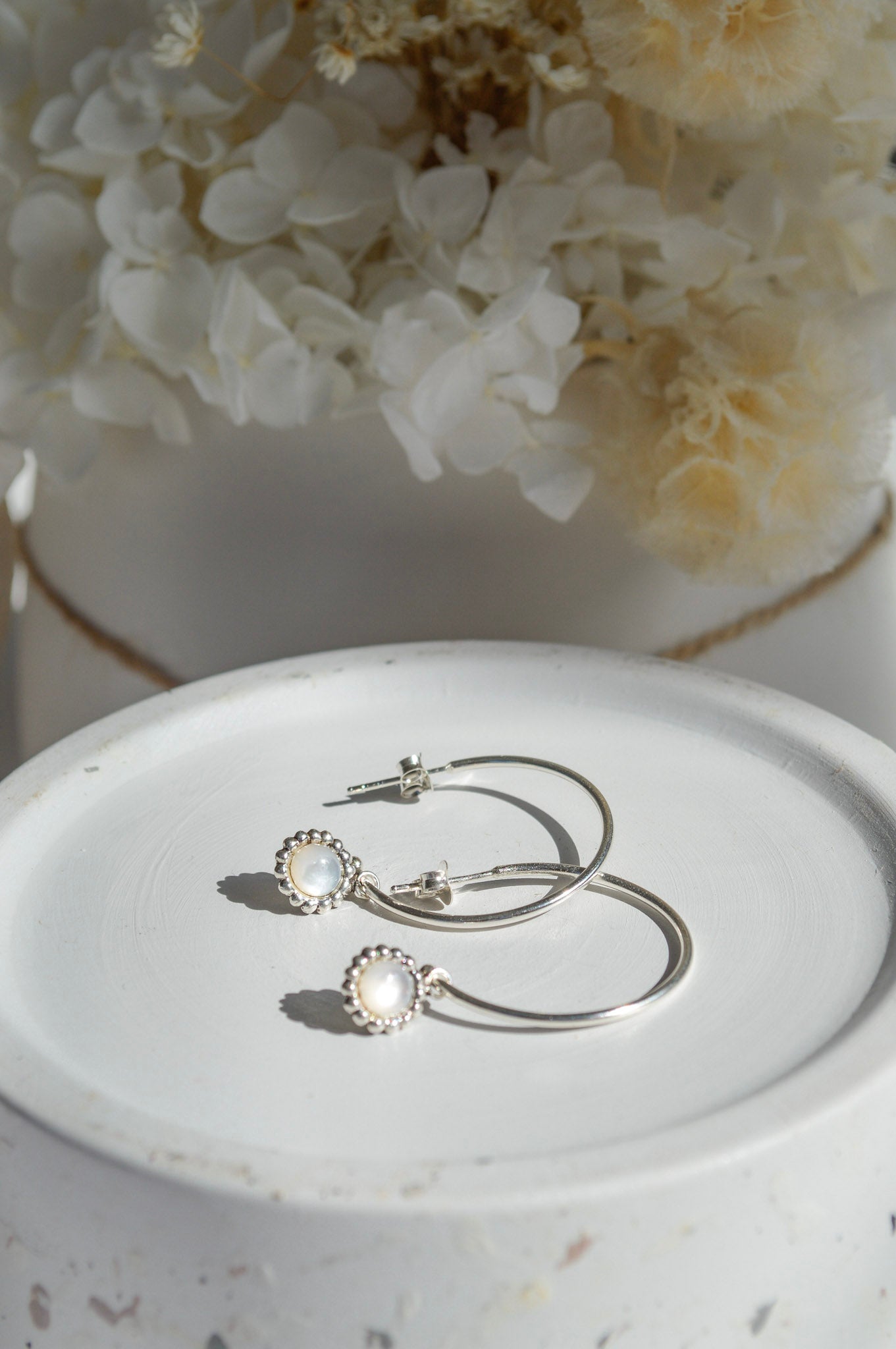 Sea Flower Mother of Pearl Hoops