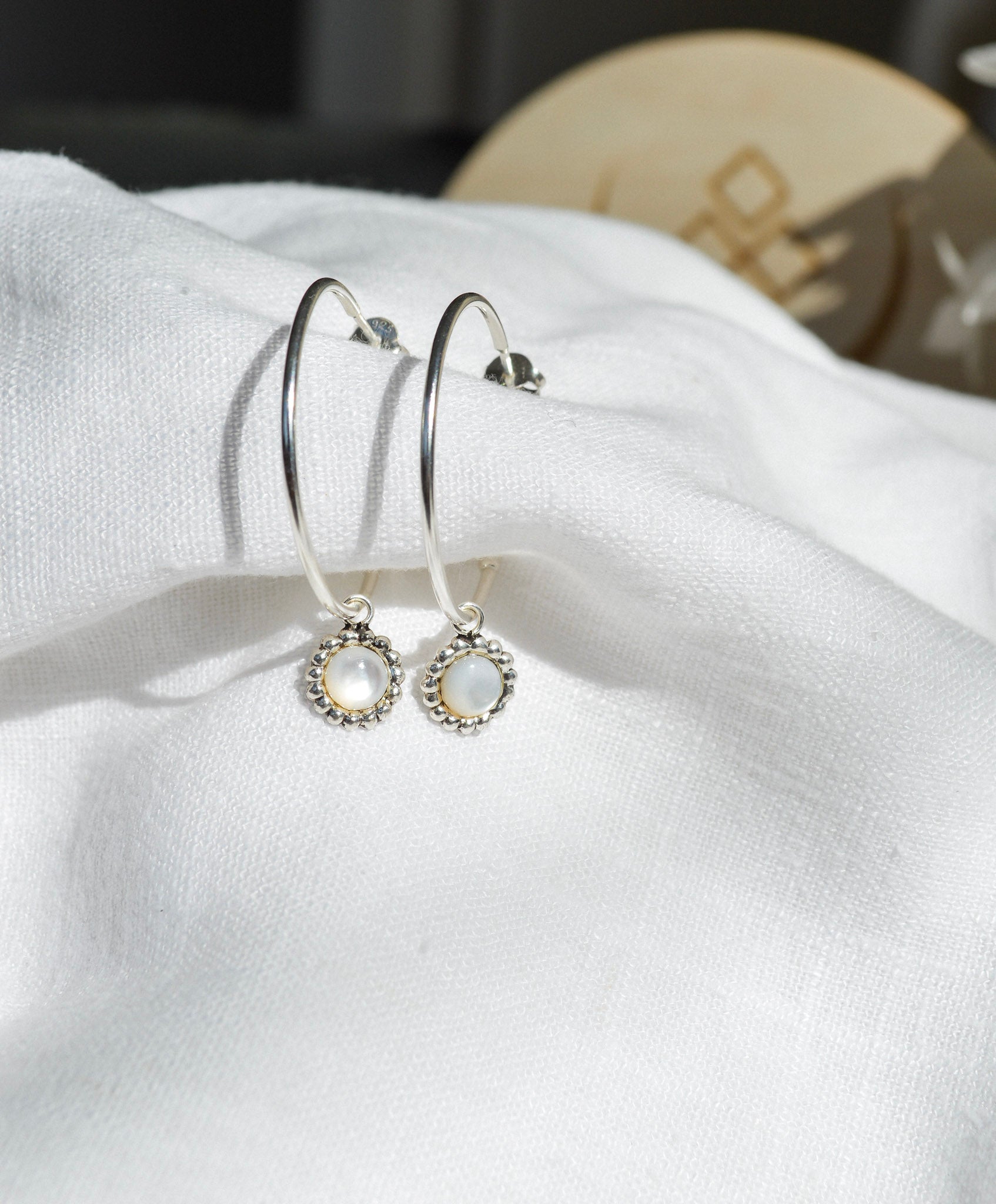 Sea Flower Mother of Pearl Hoops