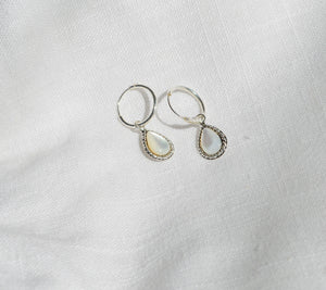 Drop Mother of Pearl Hoops