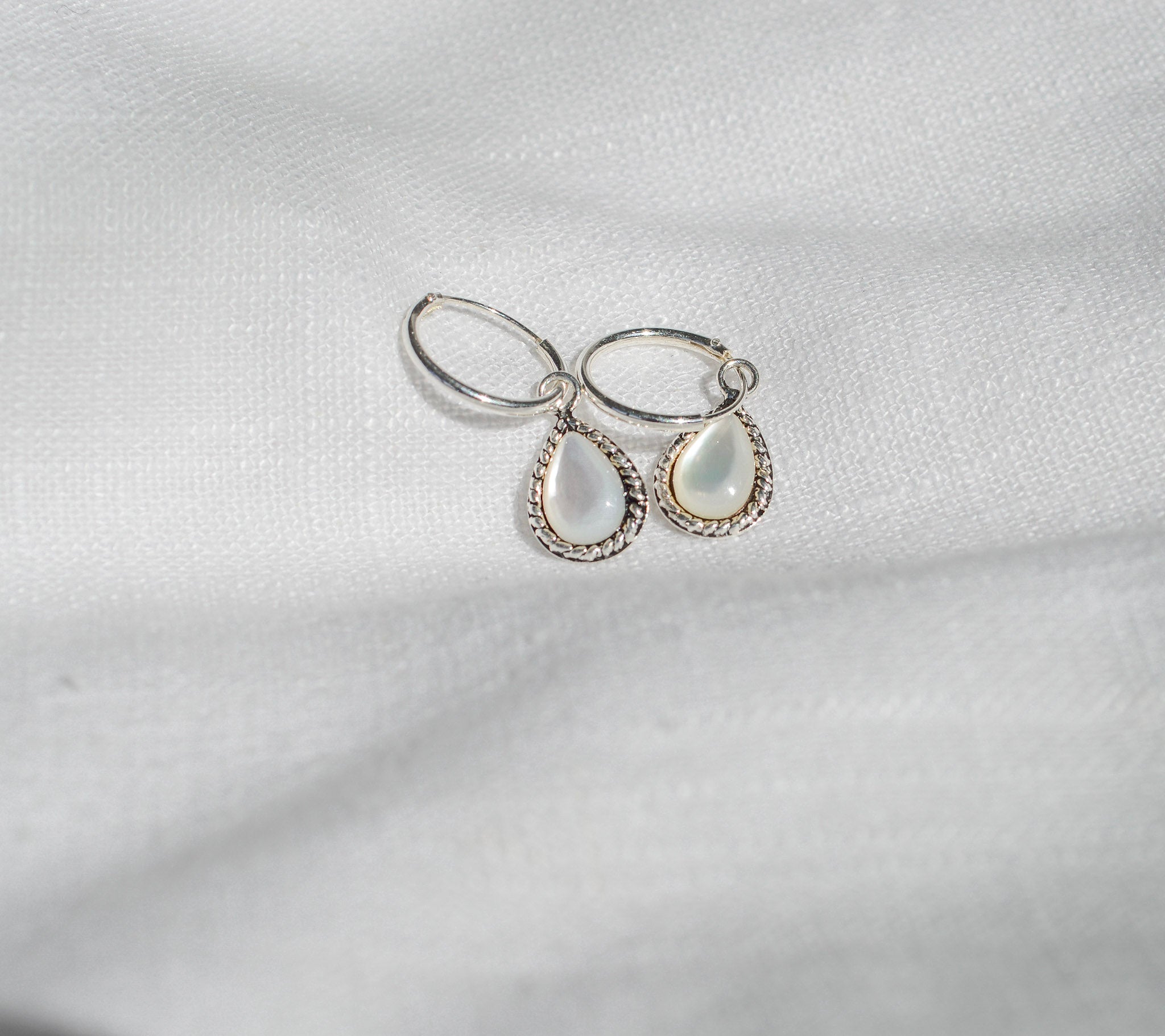 Drop Mother of Pearl Hoops