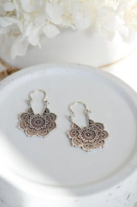 Mandala Flower Hoop Earrings