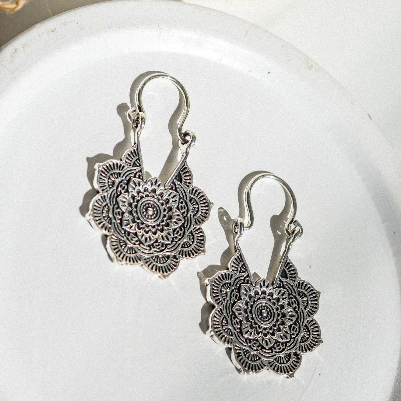 Mandala Flower Hoop Earrings