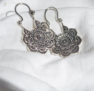 Mandala Flower Hoop Earrings