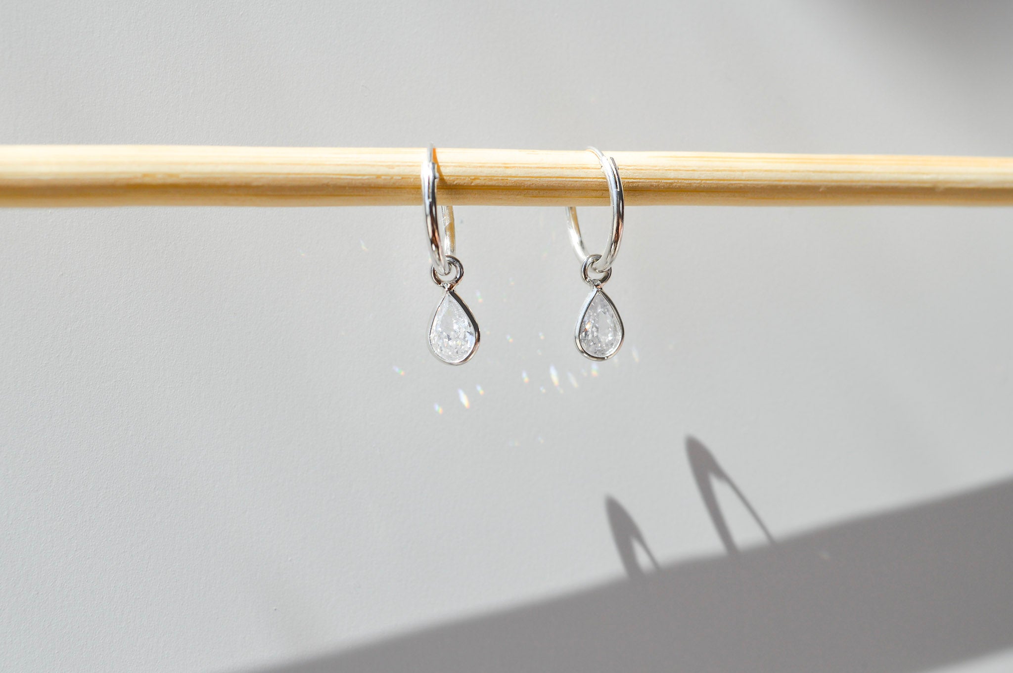 Sparkle Drop Hoop Earrings