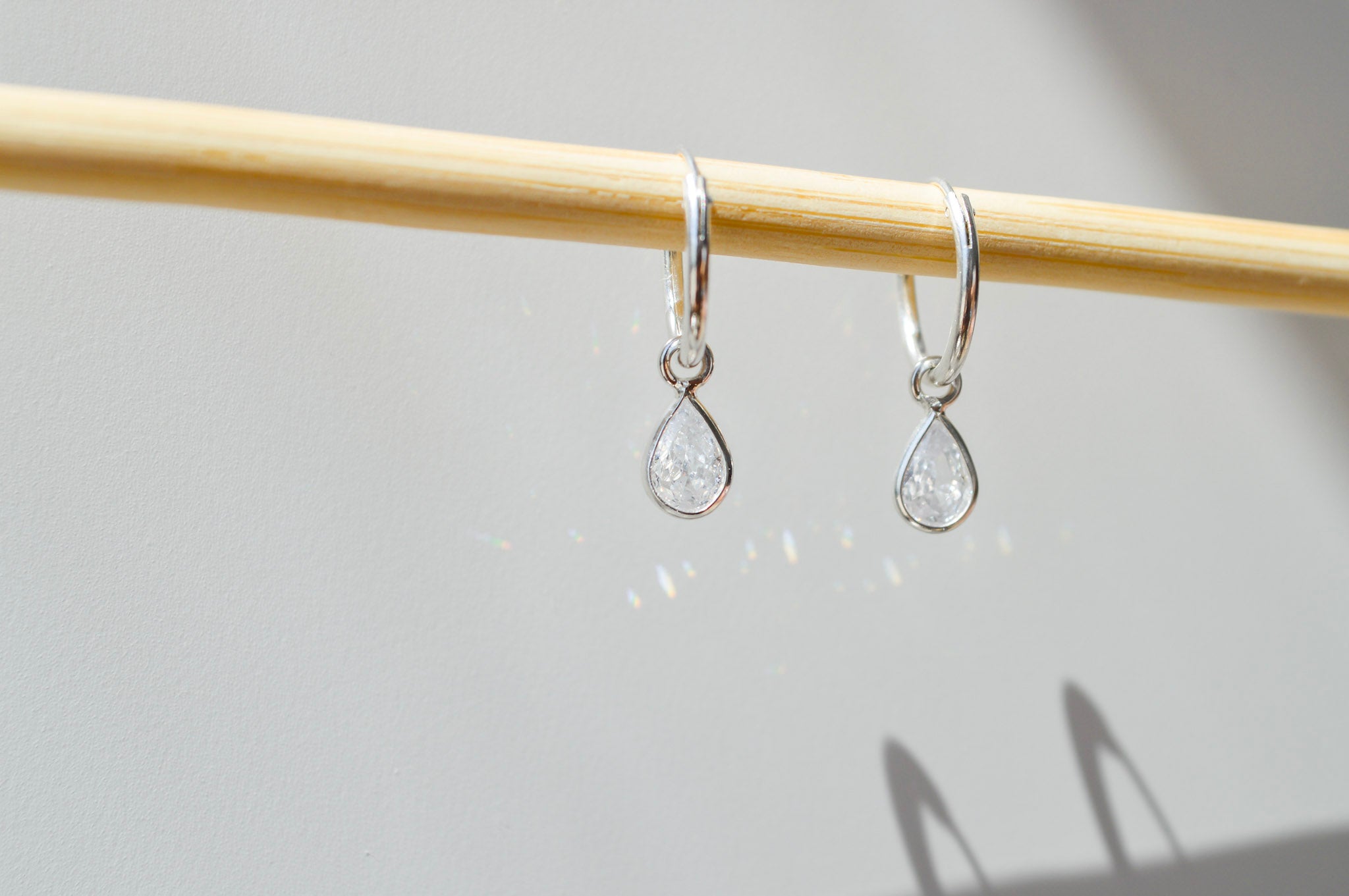 Sparkle Drop Hoop Earrings