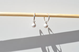 Delicate Pearl Hoop Earrings