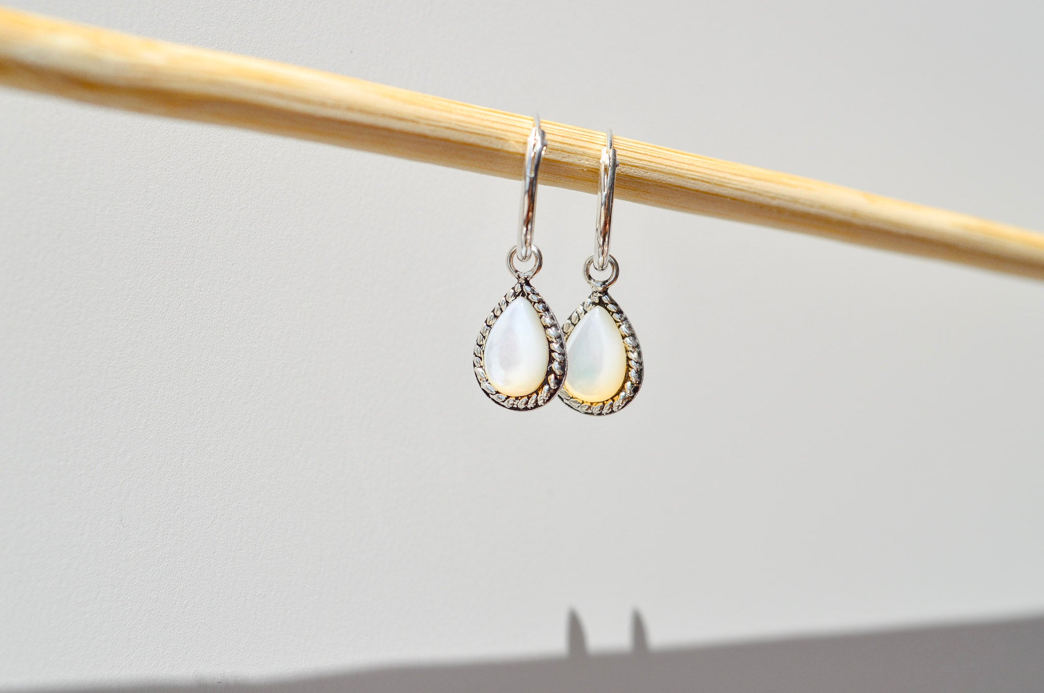 Drop Mother of Pearl Hoops