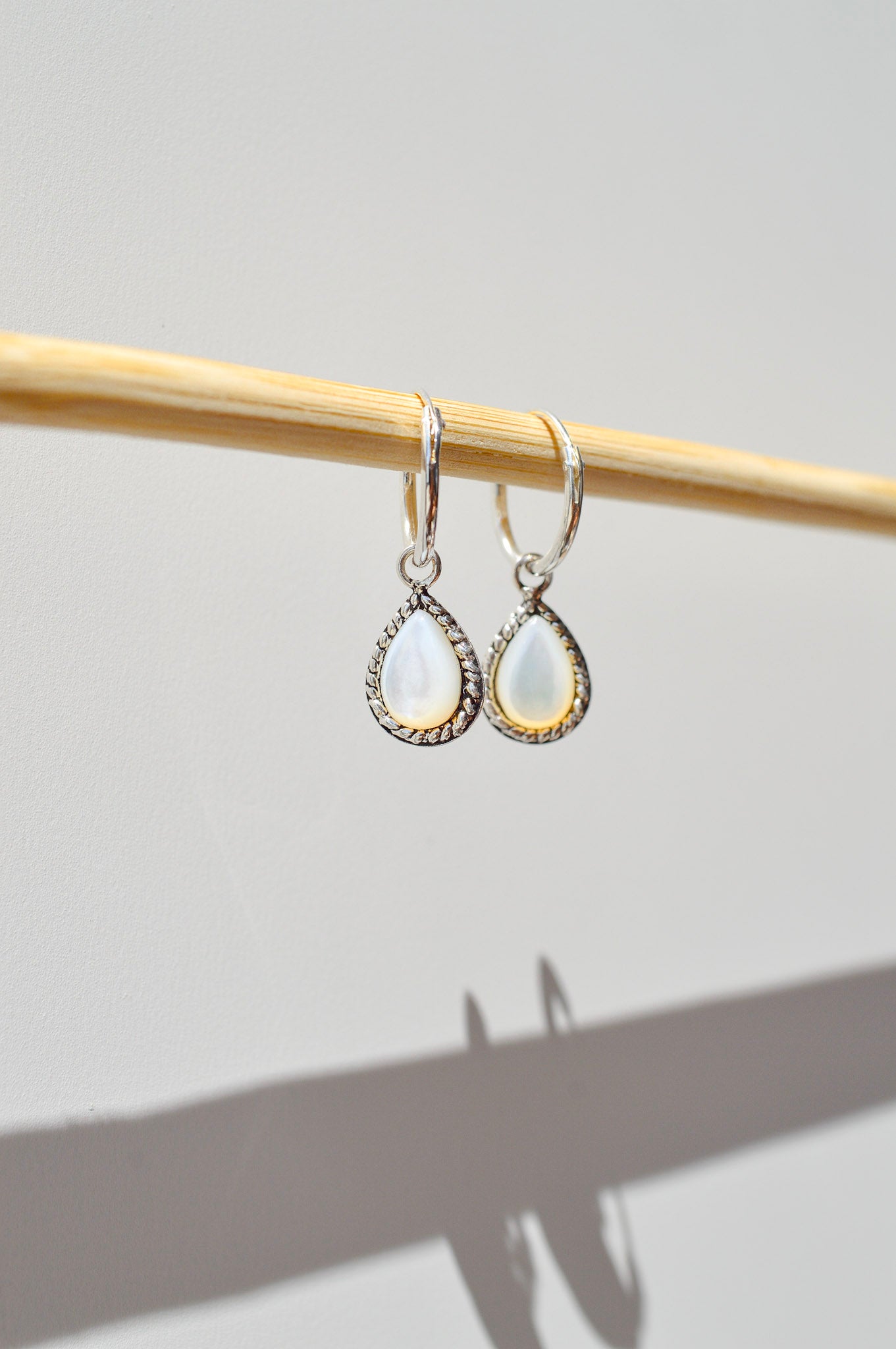 Drop Mother of Pearl Hoops