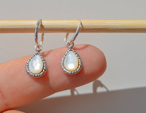 Drop Mother of Pearl Hoops