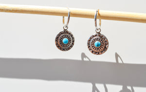 Medal Turquoise Hoop Earring