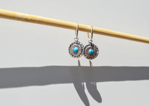 Medal Turquoise Hoop Earring