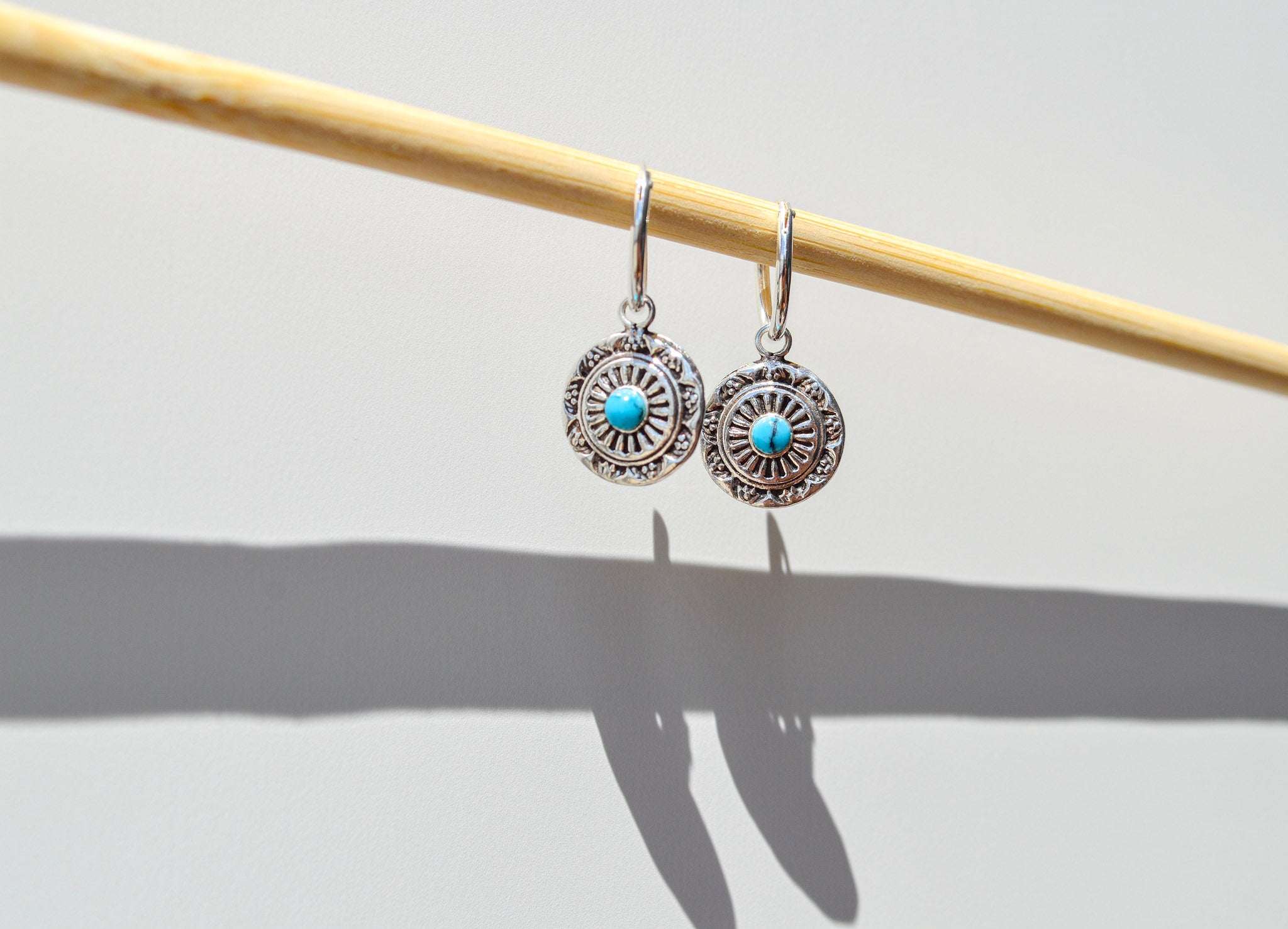 Medal Turquoise Hoop Earring