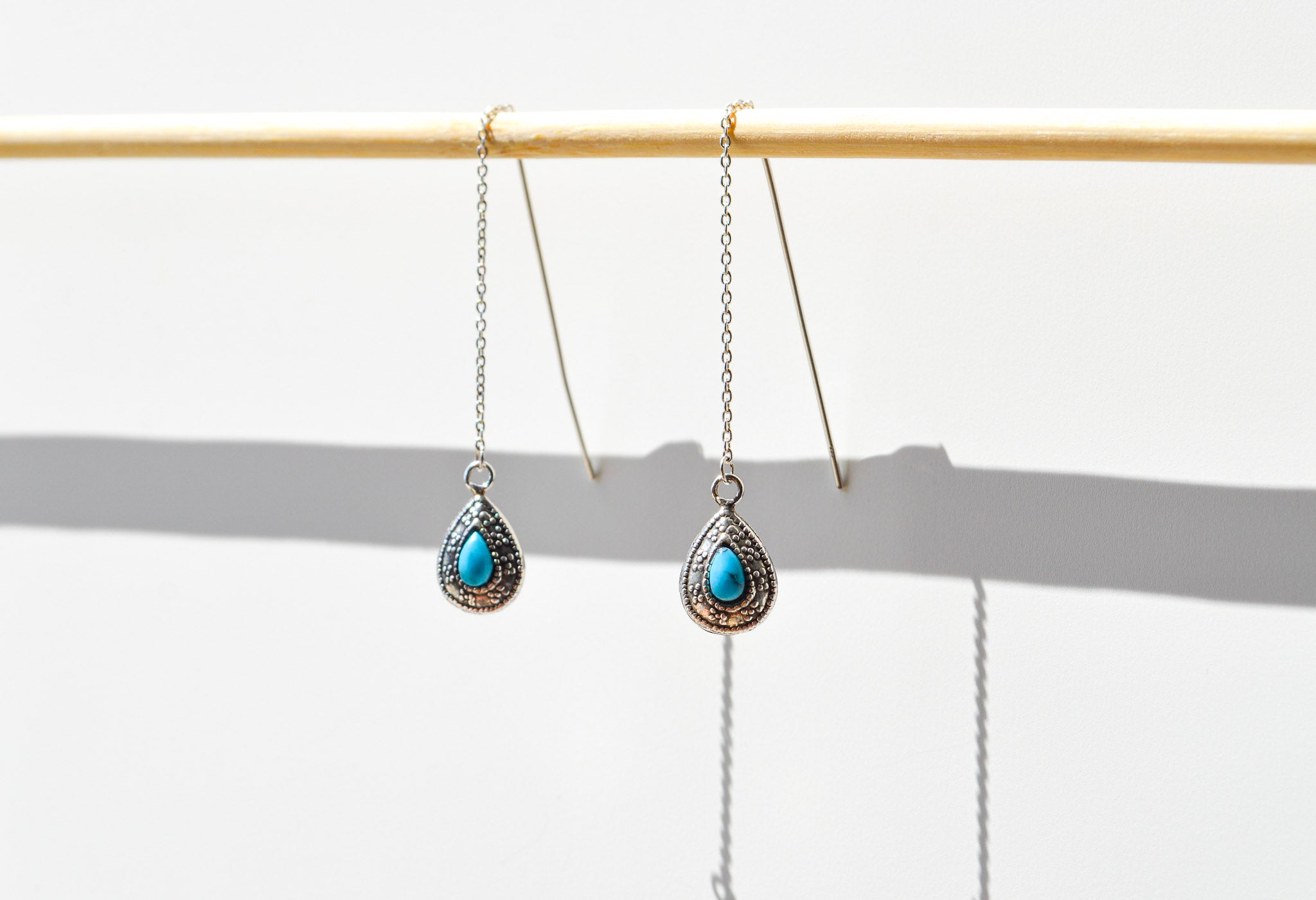 Turquoise Drop Threader Earrings