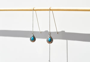 Turquoise Drop Threader Earrings