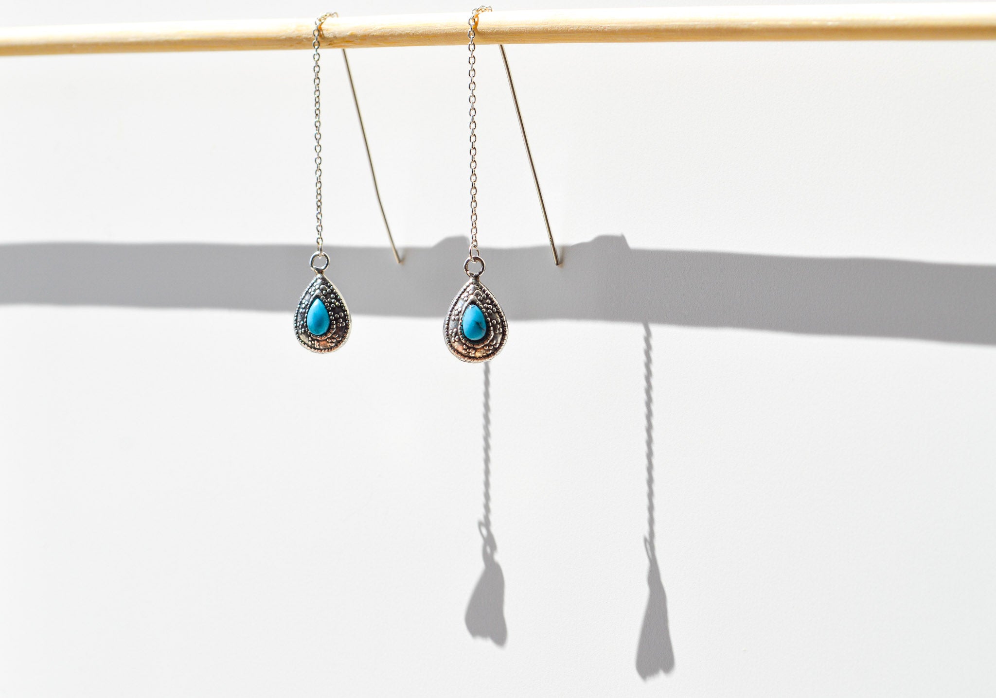 Turquoise Drop Threader Earrings