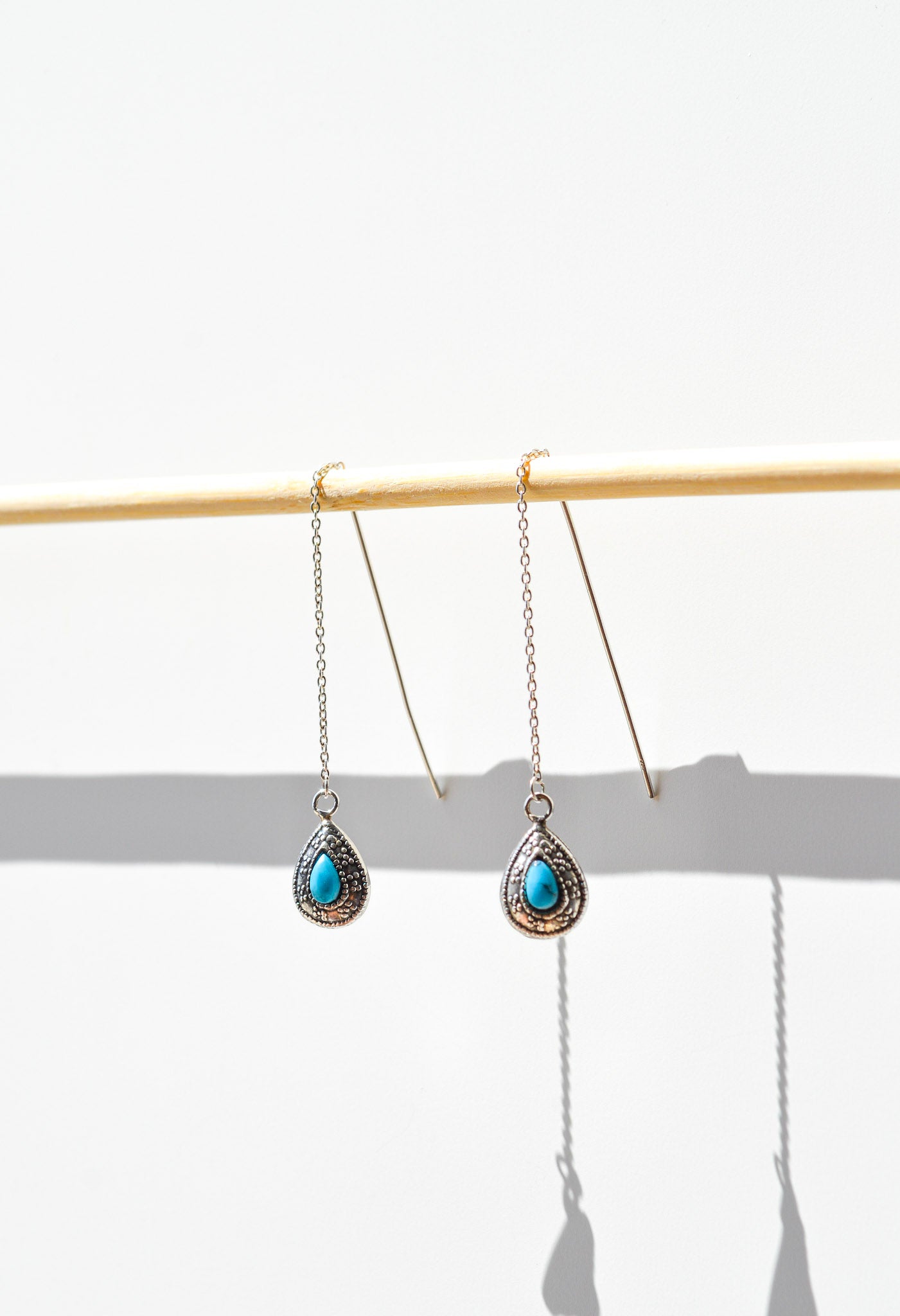 Turquoise Drop Threader Earrings