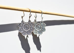 Mandala Flower Hoop Earrings