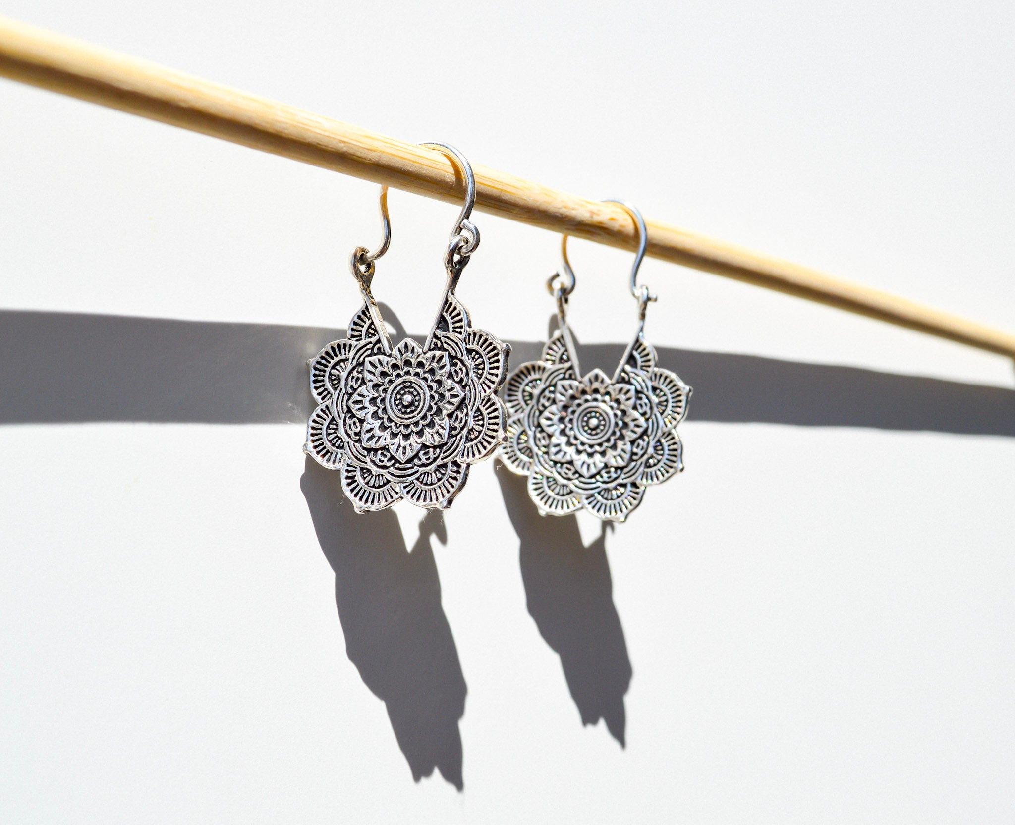 Mandala Flower Hoop Earrings