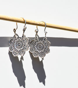 Mandala Flower Hoop Earrings