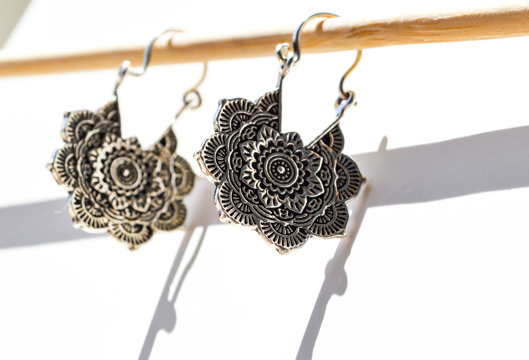 Mandala Flower Hoop Earrings