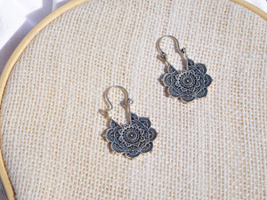 Mandala Flower Hoop Earrings