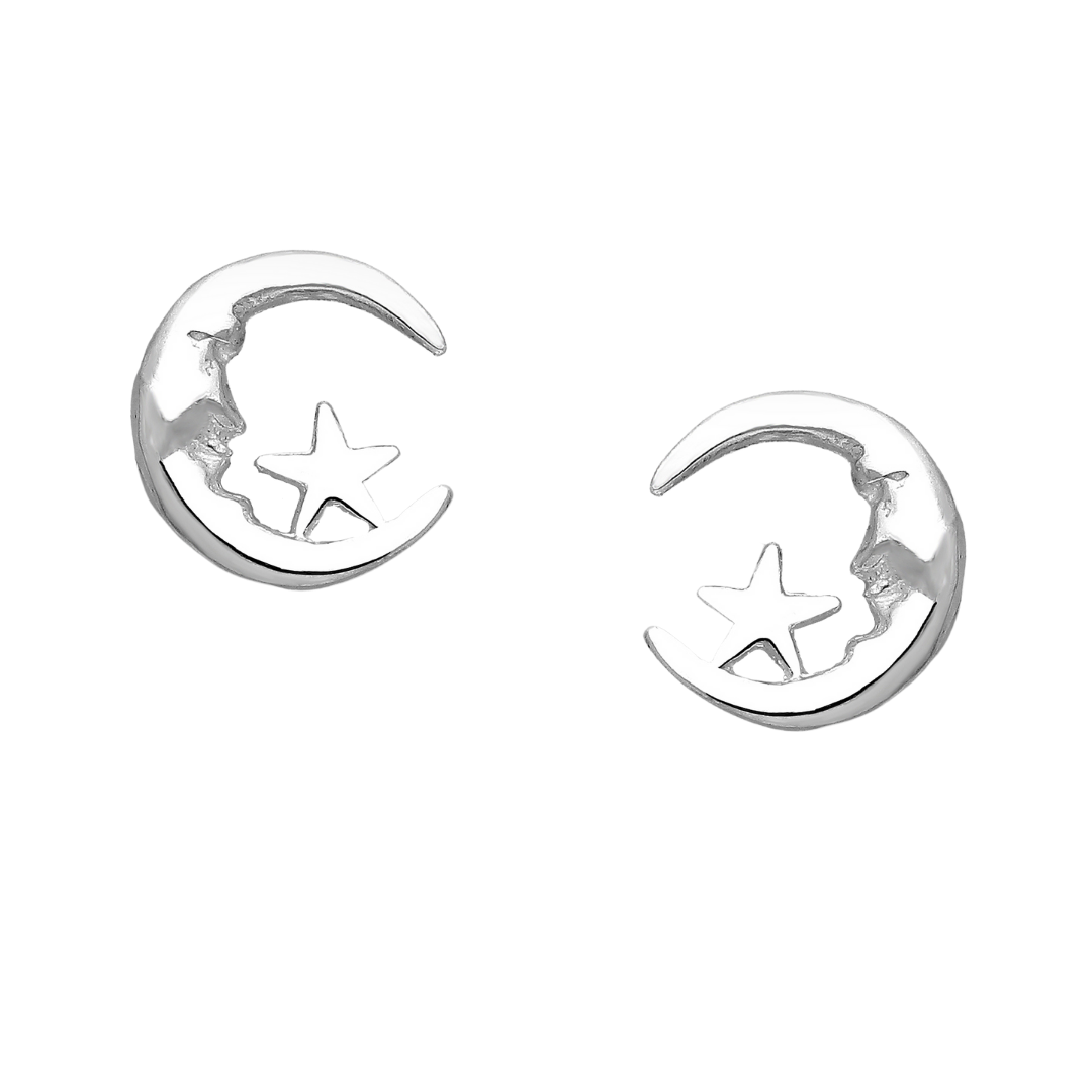 Moon & Star Stud Earrings