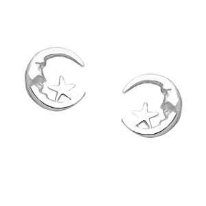 Moon & Star Stud Earrings