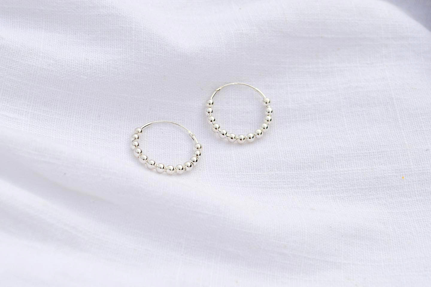 Medium Beaded Hoops