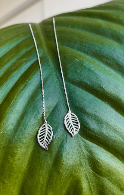 Threader Leaf Earring