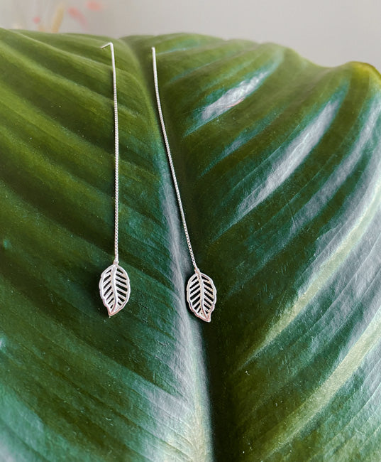 Threader Leaf Earring