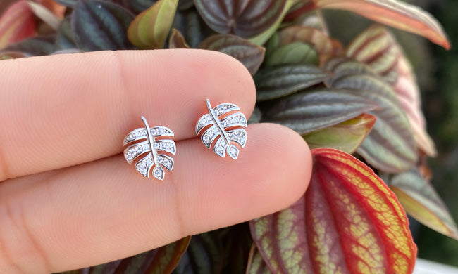 Flora Monstera Stud Earrings