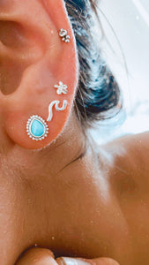 Light Blue Turquoise Drop Stud Earrings