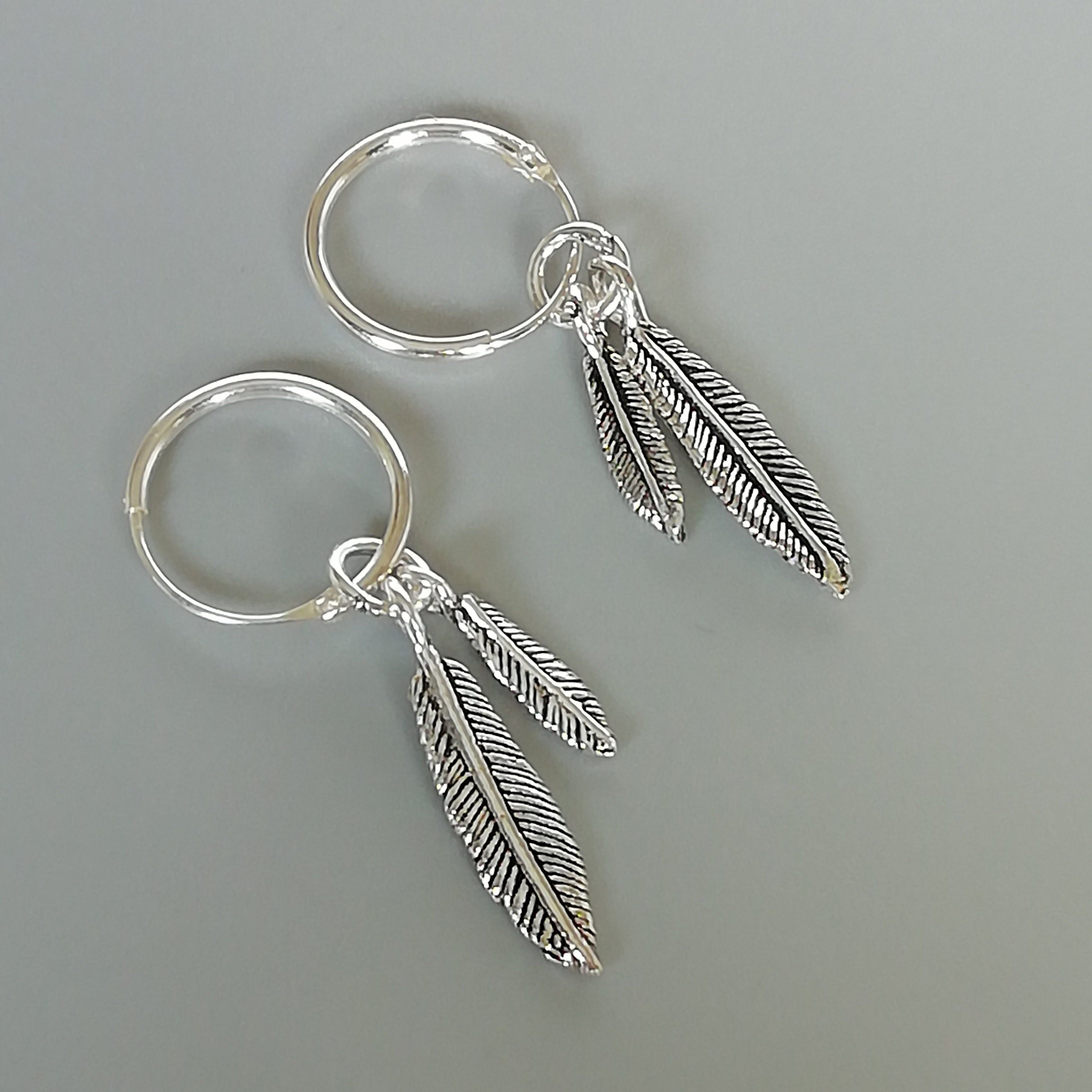 Double Feather Hoop Earrings