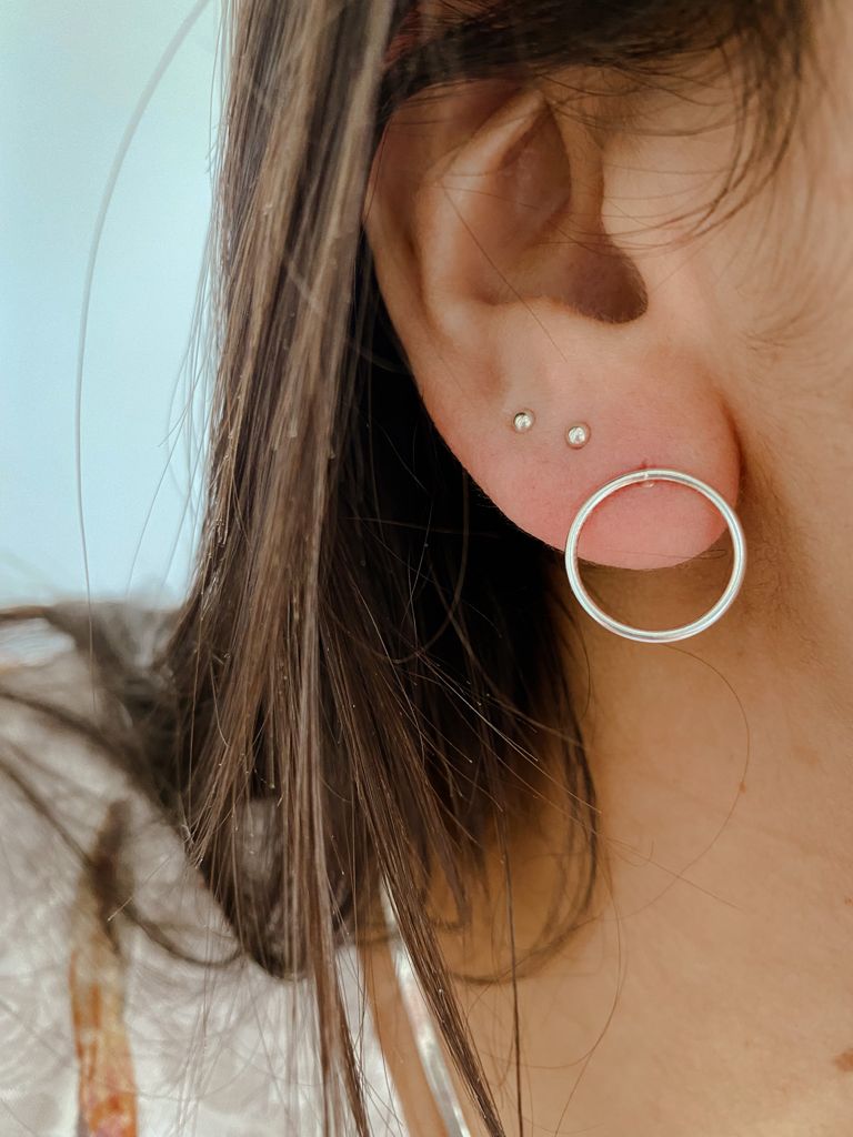 Double Circle Ear Jacket Earrings