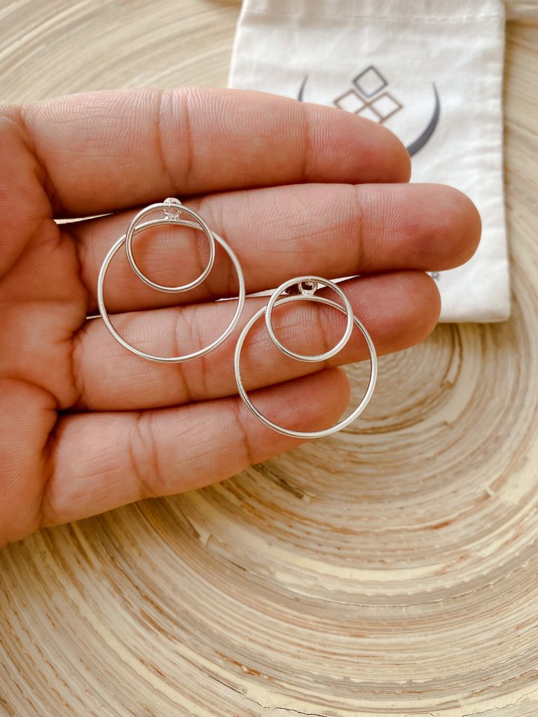 Double Circle Ear Jacket Earrings