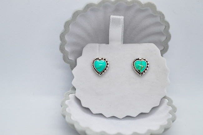 Turquoise Heart Stud Earrings