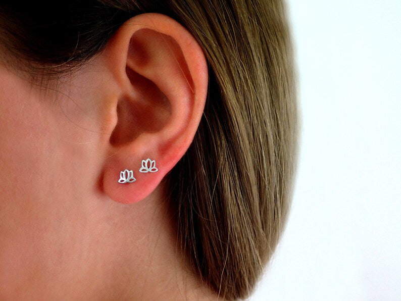 Dainty Lotus Stud Earrings