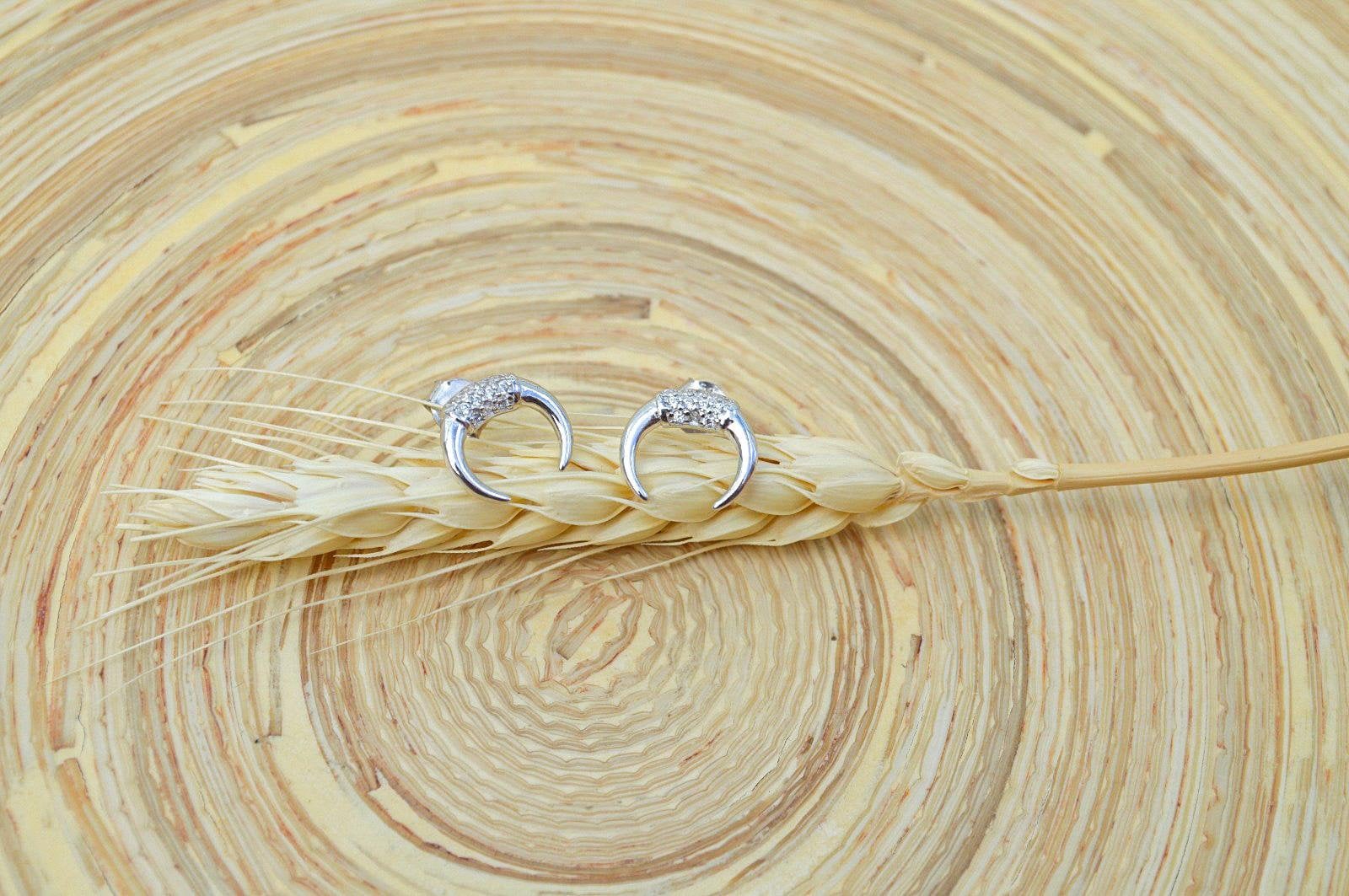 Crescent Horn Cz Earrings