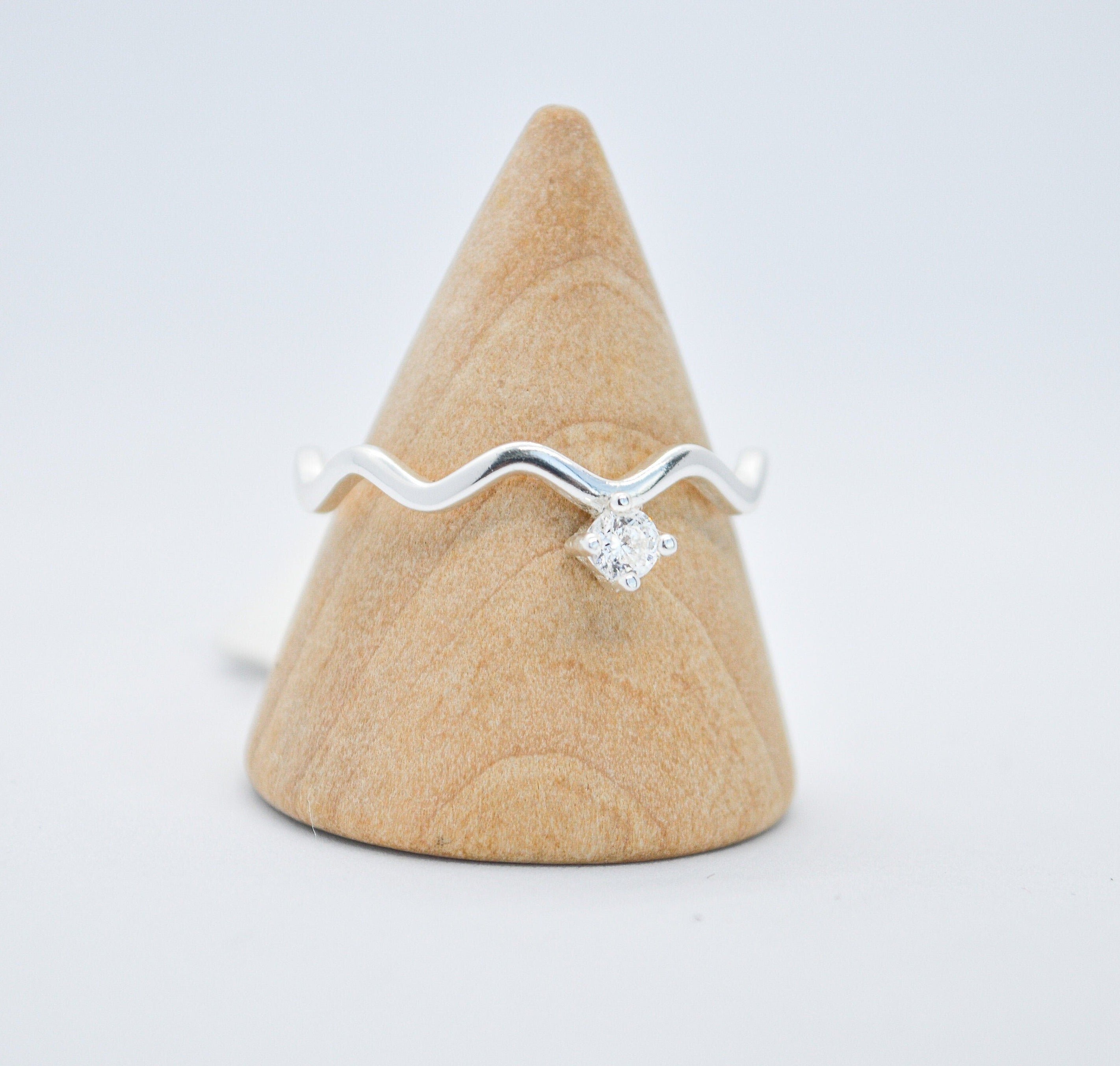 Solitaire Waves Ring